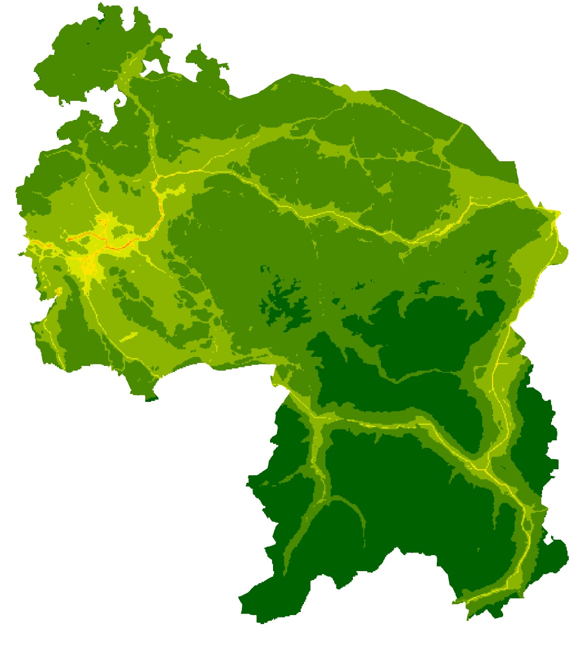 Karte der NO₂-Belastung in der Ostschweiz